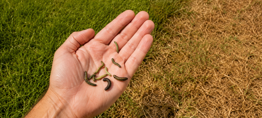 armyworms in a hand