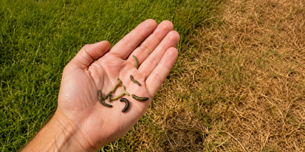 armyworms in a hand